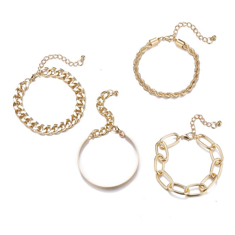 Smooth Mix and Match Twist Chain Bracelet, Simple Thread Exaggerated Hip Hop Four-piece Set Bracelet