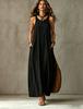 Women's Solid Scoop Neck Spaghetti Strap Loose Fit Maxi Dress Casual Vacation Sleeveless Long Dress