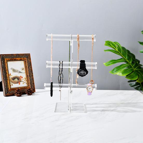 Jewelry Rack Stable Base Multi-Tier Space-saving Keep Organized Jewelry Storage Acrylic Hairband Watch Necklace T-bar Display Stand Jewelry Accessory
