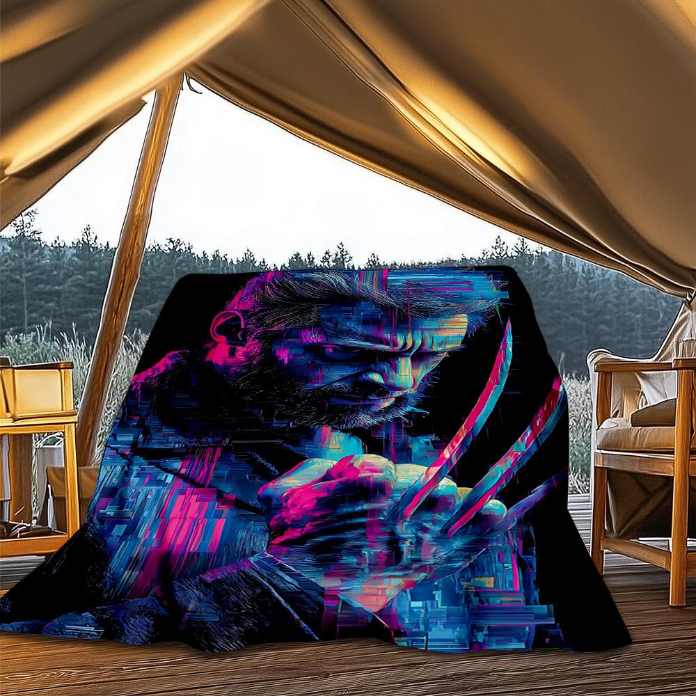 1pc Wolverine Outdoor Flannel Blanket Gift For Boys Girls Adults, Family Friends