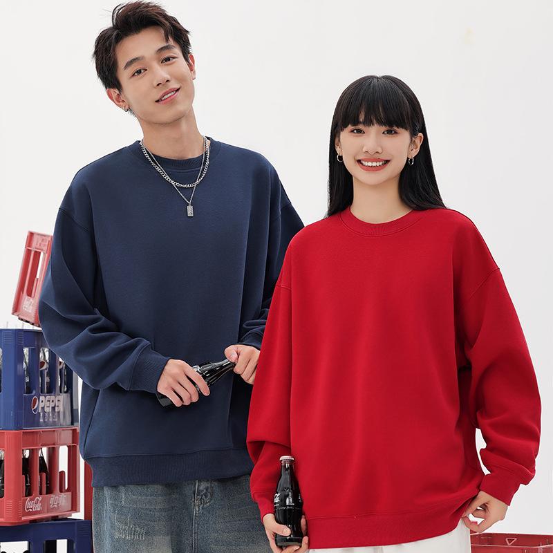 Japanese Heavyweight Cotton Blend Unisex Sweatshirt - Trendy Round Neck, Drop Shoulder, Loose Fit, Casual Versatile Top