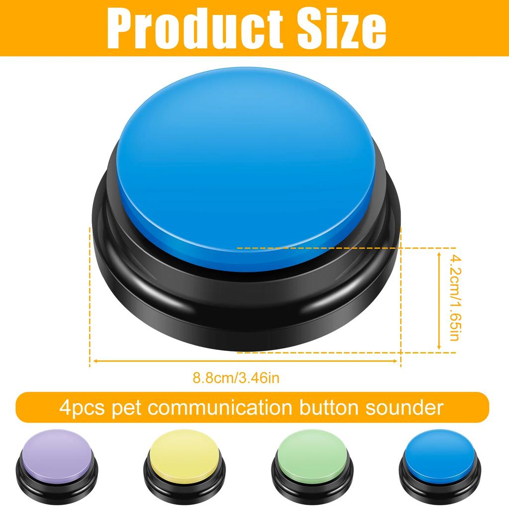 Röstinspelningsknapp Husdjursleksaker Hundknappar för Kommunikation Husdjursträning Summer Inspelningsbar Pratande Knapp Intelligensleksak