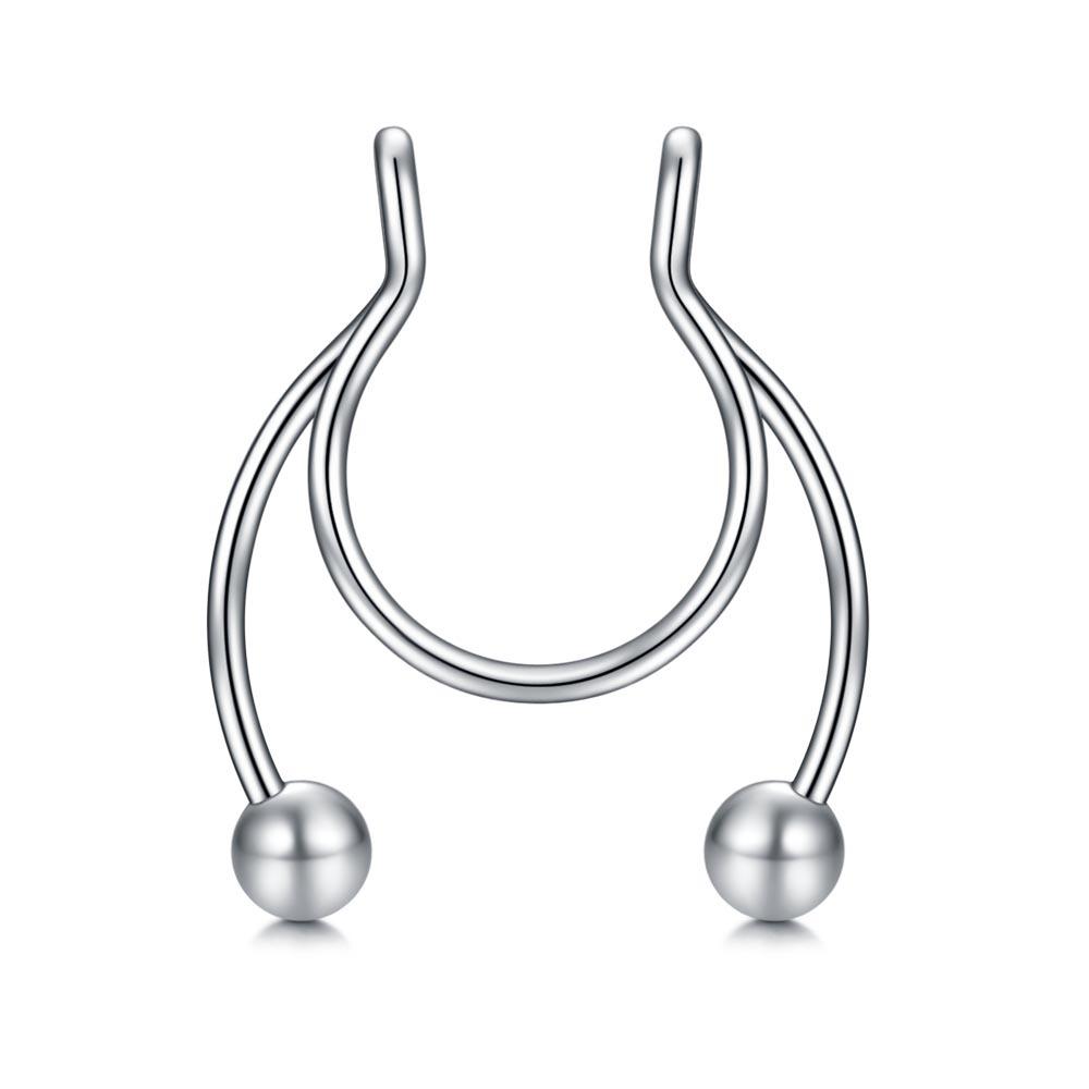 1pcs U-shaped Non-pierced Fake Nose Septum Piercing Surgical Steel Nose Spiral Hoop Rings for Women Men Nose Piercing Nariz