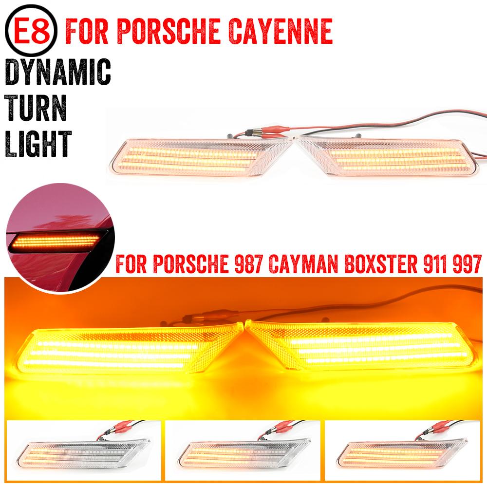 2X LED Side Marker Turn Signal Car Blinker Indicator Light For Porsche 987 Cayman Boxster 911 997 Carrera Turbo GT3 GT2