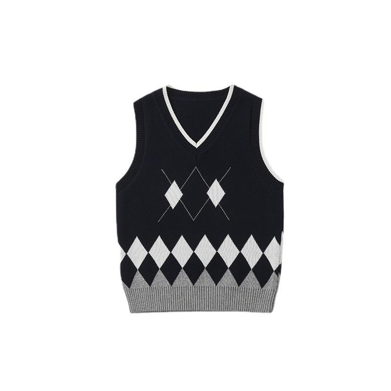 Teen Westen Kinder Strickweste Jungen & Mädchen Schuluniform Pulloverweste 100% Baumwolle V-Ausschnitt Pullover Preppy Stil Kinder Tops