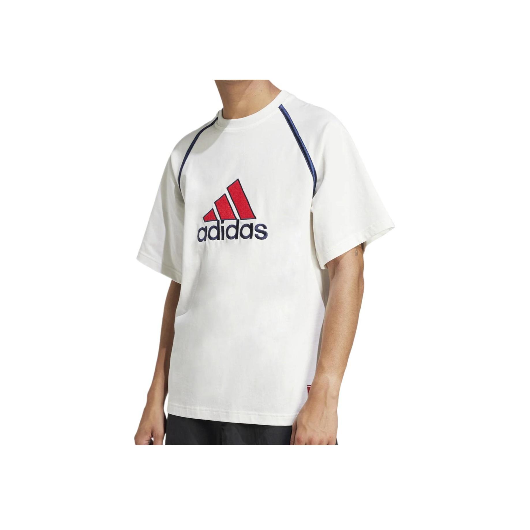 

Adidas Круглый вырез с надписью Удобная футболка с коротким рукавом для мужчин, топы белого цвета IM7840 2XL