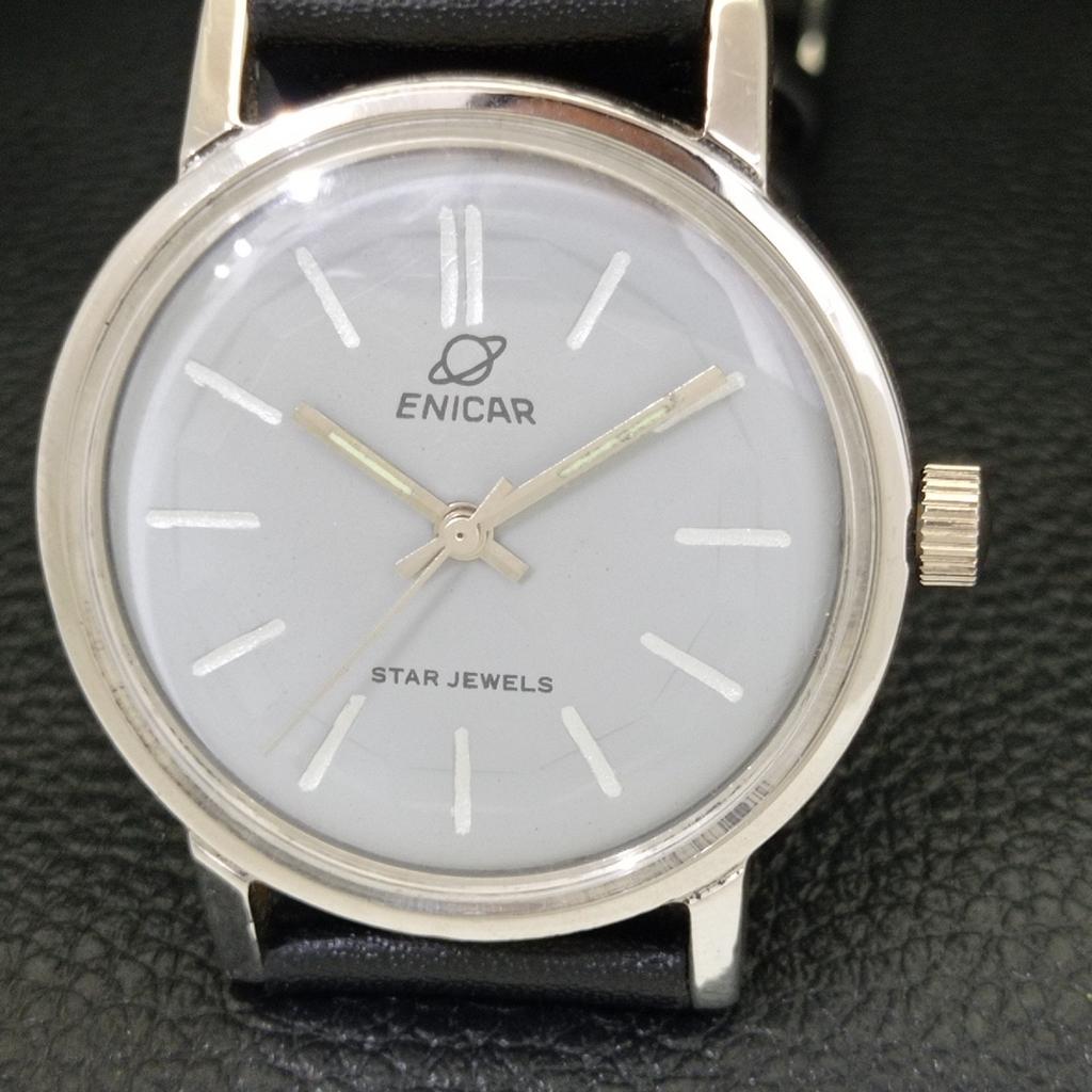 Enicar STAR JEWELS HAND-WINDING 1140 VINTAGE SWISS MENS GREY WATCH A702040-5 R208-a702040