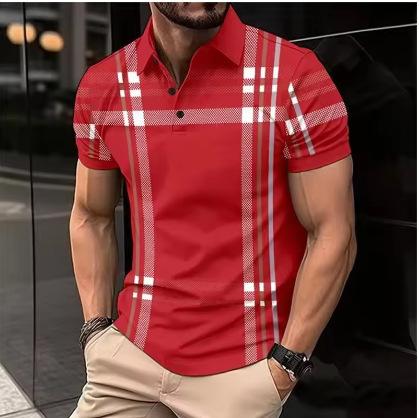 3D printed cut polo shirt, suitable for men s colorful fashion pattern catwalk summer street XXS