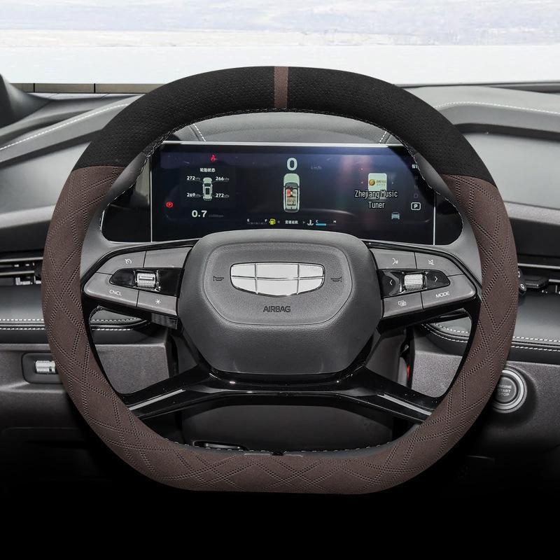 Steering Wheel Cover for Geely Boyue L, Boyue COOL, Galaxy L7/L6, and Xingrui - Suede Ultra-Thin Winter Grip Cover