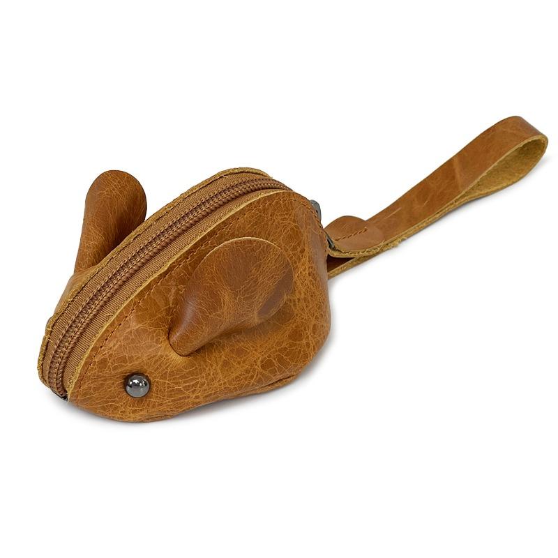 Leather change storage bag, first layer cowhide key bag, mouse cartoon children s wallet, women s multi-function bag