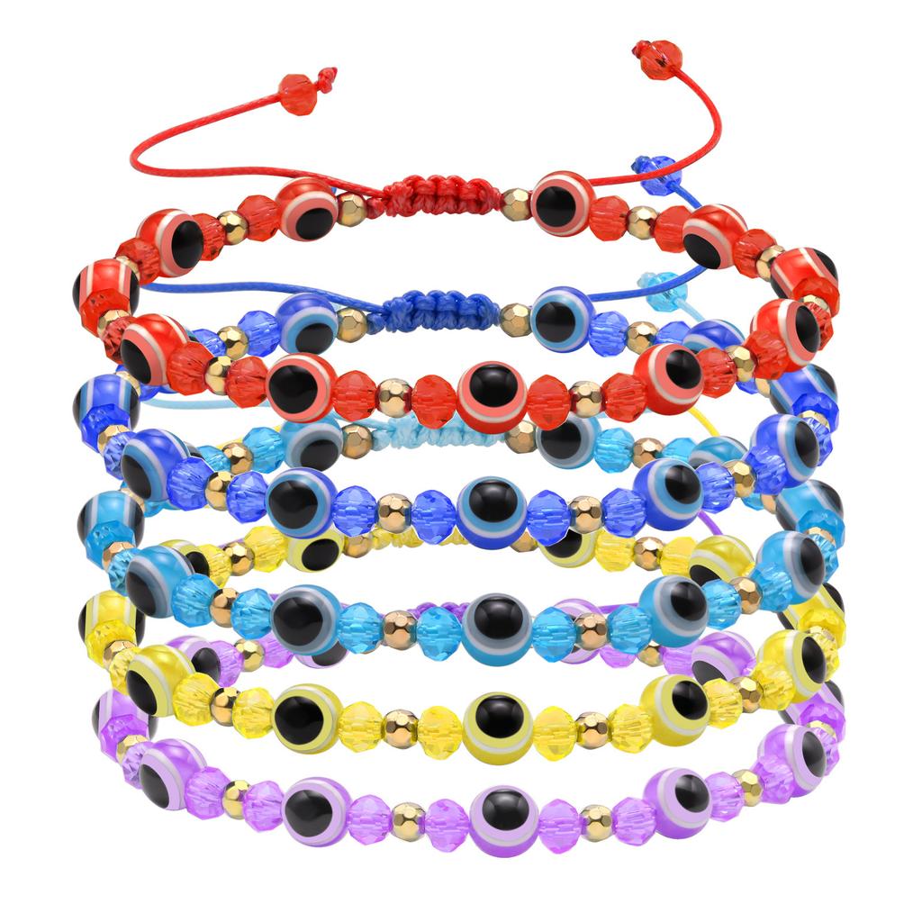 Color Crystal Beads Devil'S Eye Braided Bracelet Women'S Versatile Fashion Jewelry Br-1275