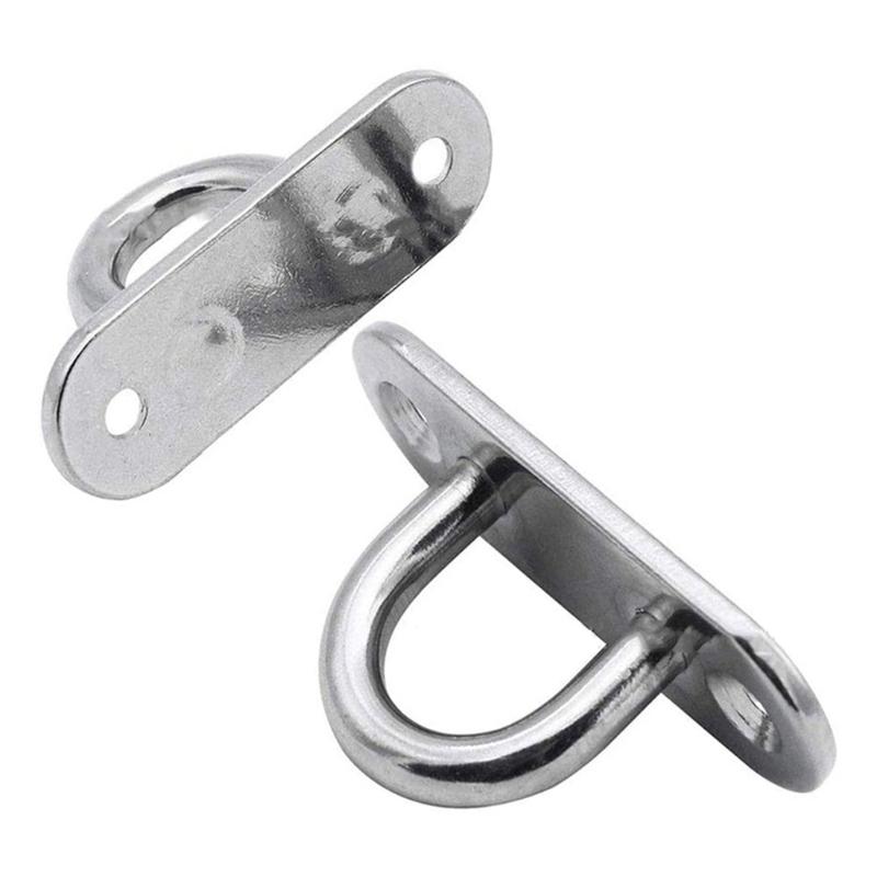 4Pcs Stainless Steels Pad Eye Plate Marine Hardware Hook Heavy Duty Ceiling Hook Half Opening Staple Hook Enduring