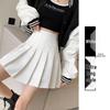 New 2024 Women's High Waist Black Pleated A-line Skirt - Short, Slimming, Summer to Autumn Style