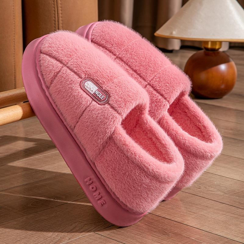 New cotton slippers large size autumn and winter warm indoor household soft sole non-slip plush thick sole cotton shoe bag heel