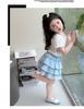 Girls' Summer Set 2026 New Fashionable Children's Summer Dress Short Sleeve Cake Skirt Two Piece Set for Baby Girls