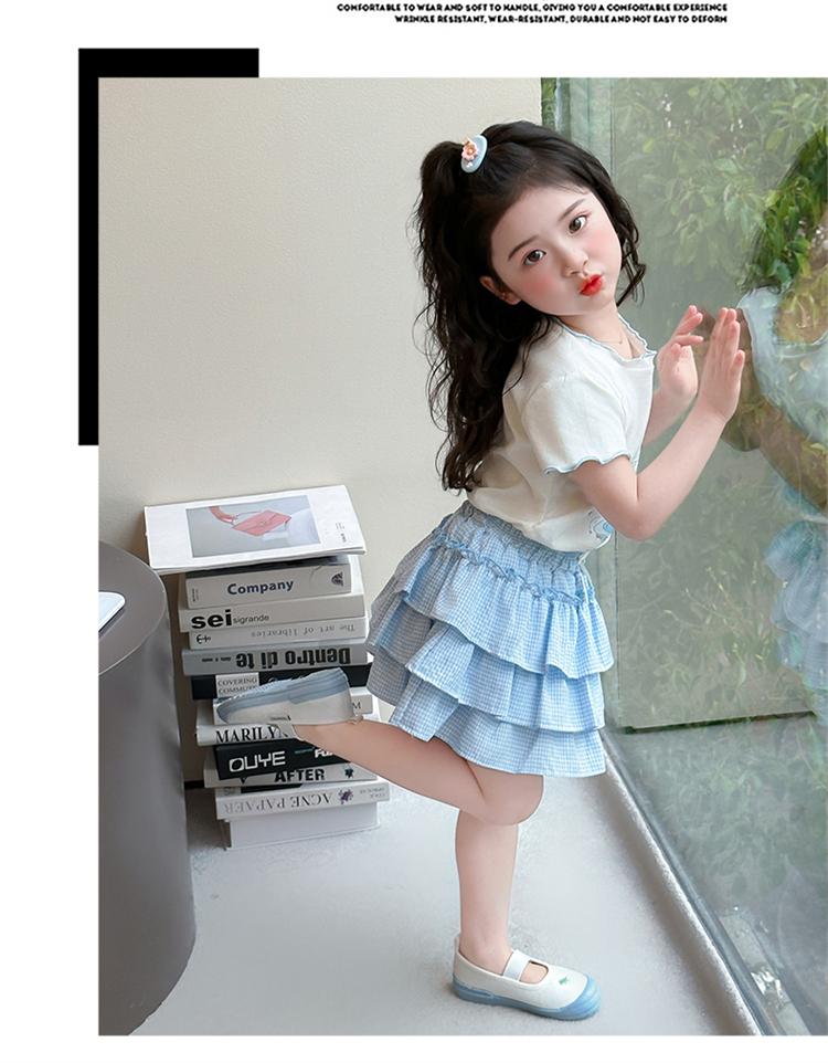 Girls' Summer Set 2026 New Fashionable Children's Summer Dress Short Sleeve Cake Skirt Two Piece Set for Baby Girls