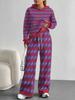 Square Splicing European, American Autumn and Winter Casual Long-sleeved Suit Women's Hooded Sweater Trousers Two-piece Set