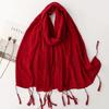 Soft Cottonlinen Feeling Scarf Shawls Women Solid Color Premium Foulard Femme Long Vacation Beach Scarf