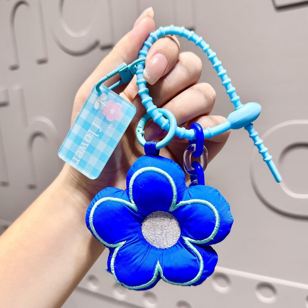 

Очаровательный тканевый брелок с цветочным принтом, аксессуар для сумок и рюкзаков, ярких цветов синий