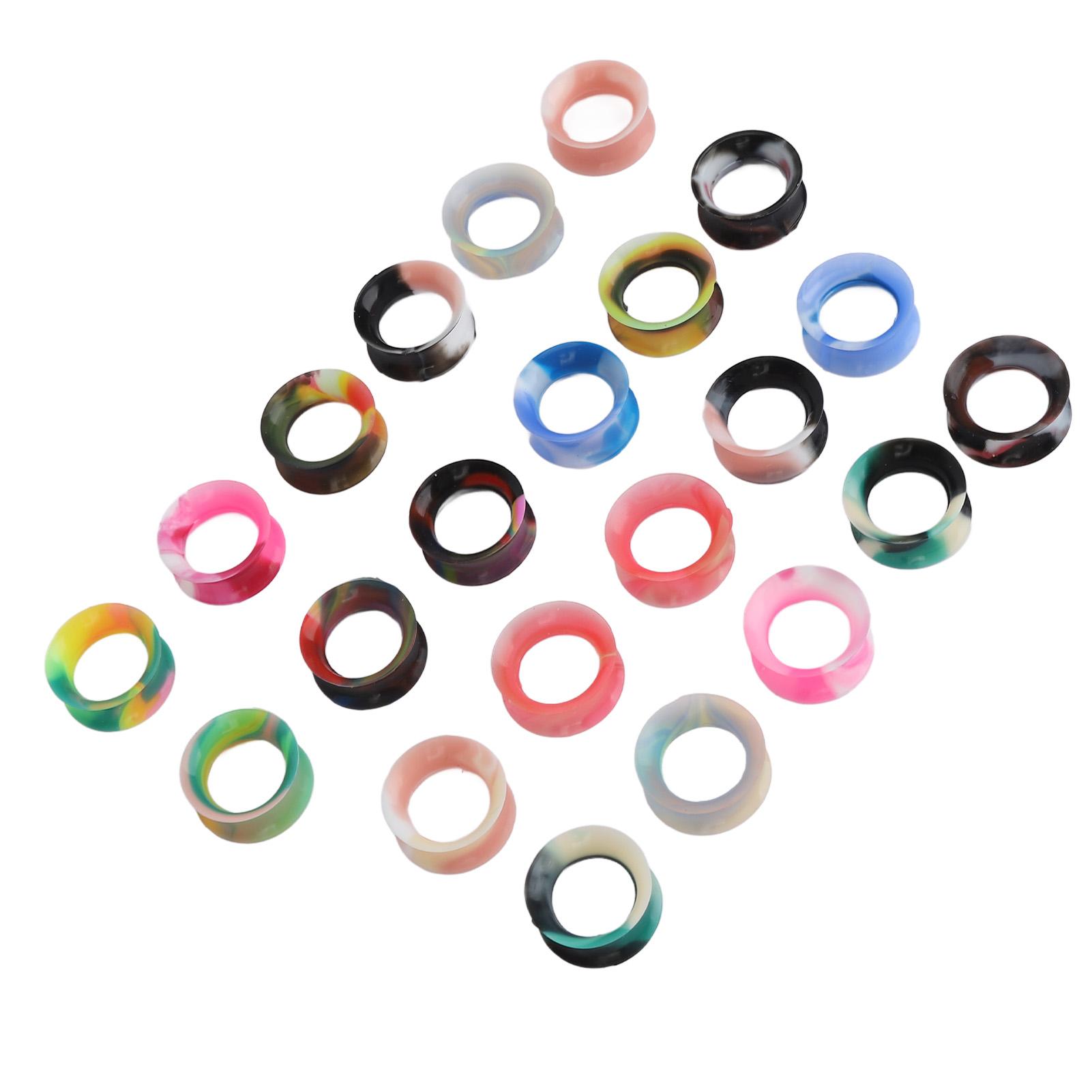 

11 пар силиконовых ушных манометров, разноцветные, 16 мм, мягкие серьги-туннели, заглушки для пирсинга