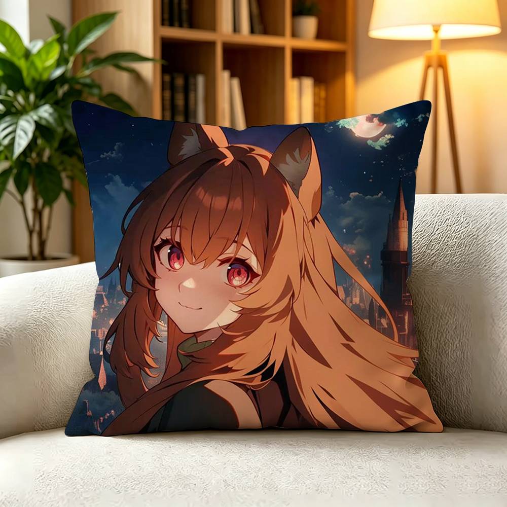 T-The Rising of the Shield Hero Pillow Case Square Double-Sided Sofa Cushion Cover Bedroom Bedside Pillow