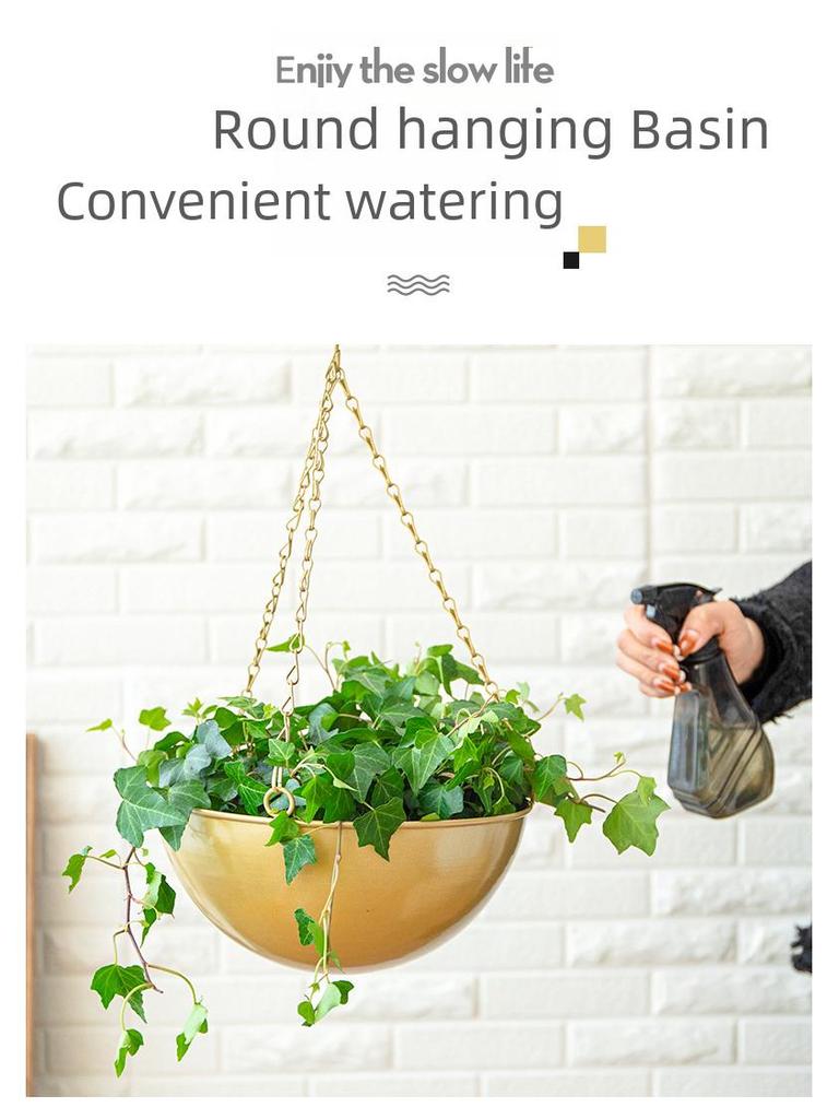 Iron Hanging Flower Pot for Hydroponic and Succulent Plants, European Garden Decoration