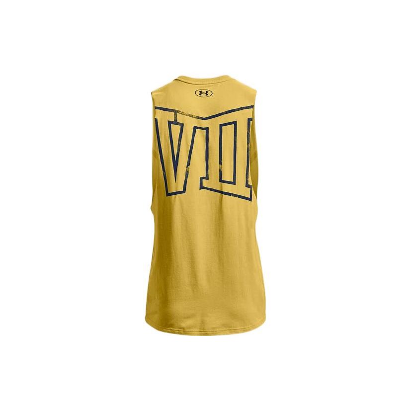 Under Armour Letter Print Sports Basketball Vest Men Tops Yellow 1370478-760