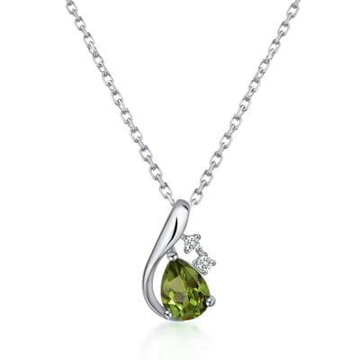 Peridot Pendant Necklace for 925 45cm 925 Large August Birthstone Popular [PHNIBIRD] Women, Hypoallergenic, Silver, Rust-proof Necklace, Simple,