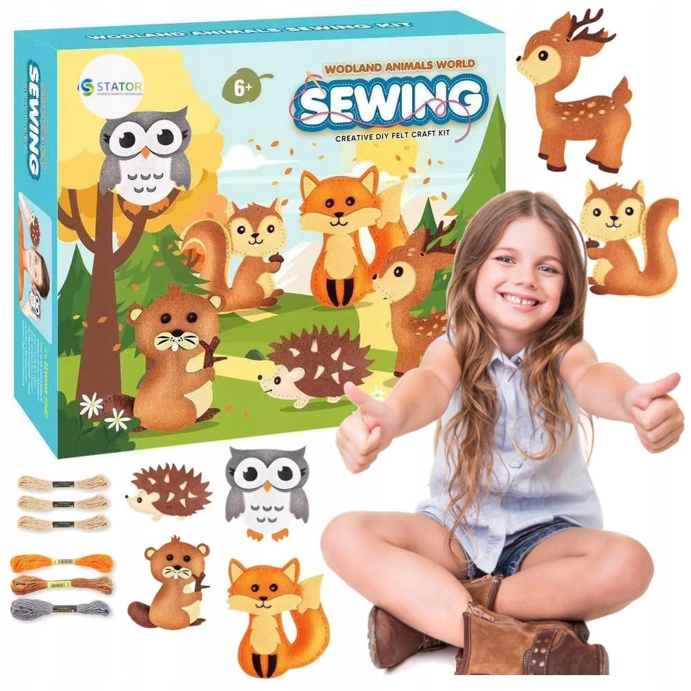 [PACZA][1] Creative Set of Felt Embroidery Patterns Forest Animals 6 pcs Z3127