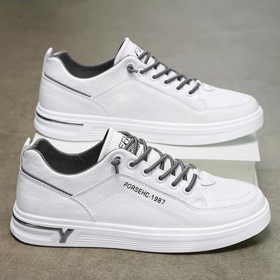 Leder-Board-Schuhe Freizeitschuhe einzelner Student Herbst Herren rutschfeste weiße Schuhe trendige Sportschuhe Jinjiang