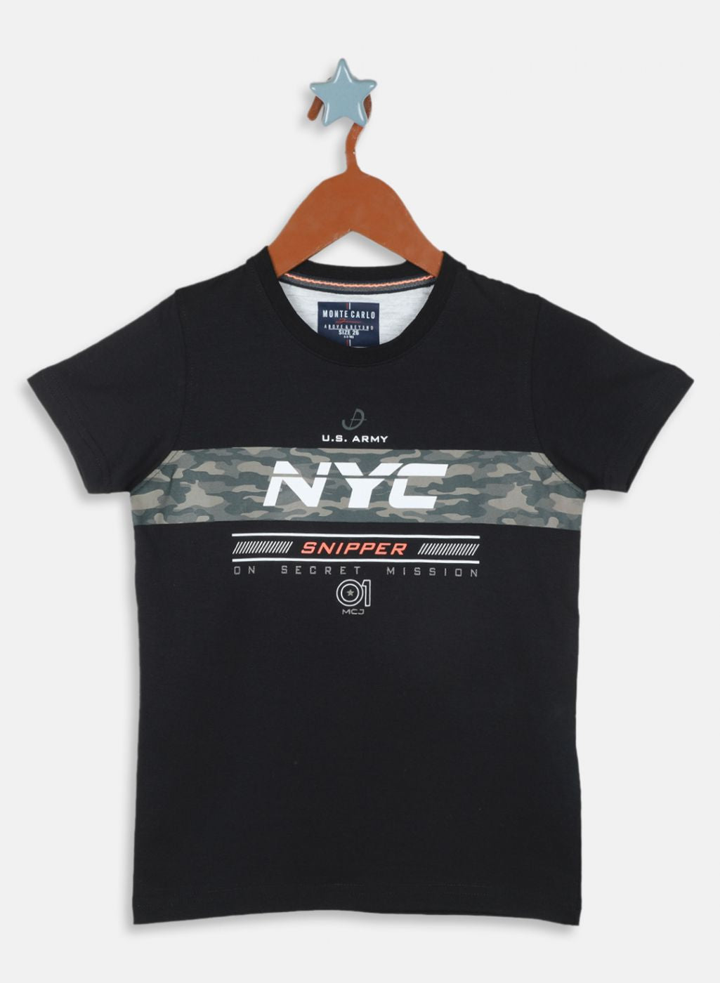 Monte Carlo Boy Regular Fit Black Tshirt 4-5 Years