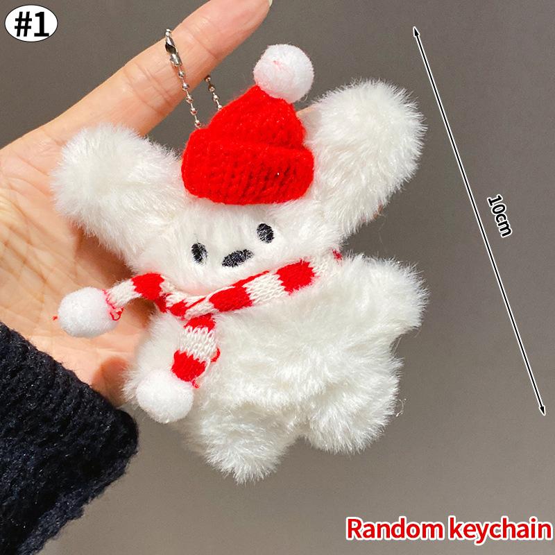 Capybara Christmas Keychain Cute Red Scarf Bear Doll Keyring Hanging Mobile Phones Bag Pendant Christmas Party Small Gifts Decor