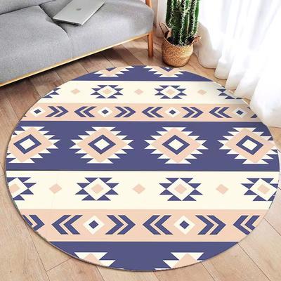 Ethnic Round Carpet Geometric Arrows Diamonds Design Mat Bohemian Home Decor Anti-slip Rug for Living Room Bedroom Study