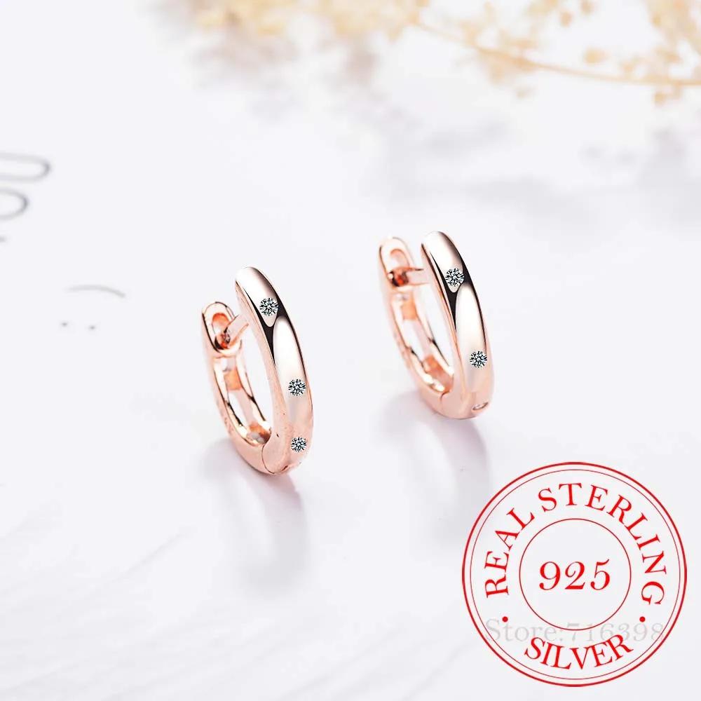 Real 925 Sterling Silver Circle Hoop Earrings Fashion Jewelry for Women Female High Quality