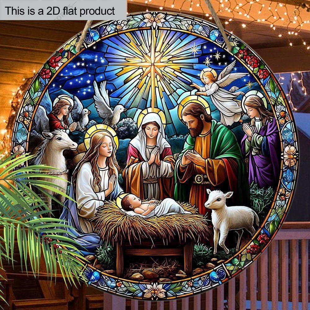 

Подвеска «Святая ночь», украшение для стен или дверей дома, плоская деревянная 2D, рождественское украшение, подарки для друзей и семьи 2D,Style1,1pc