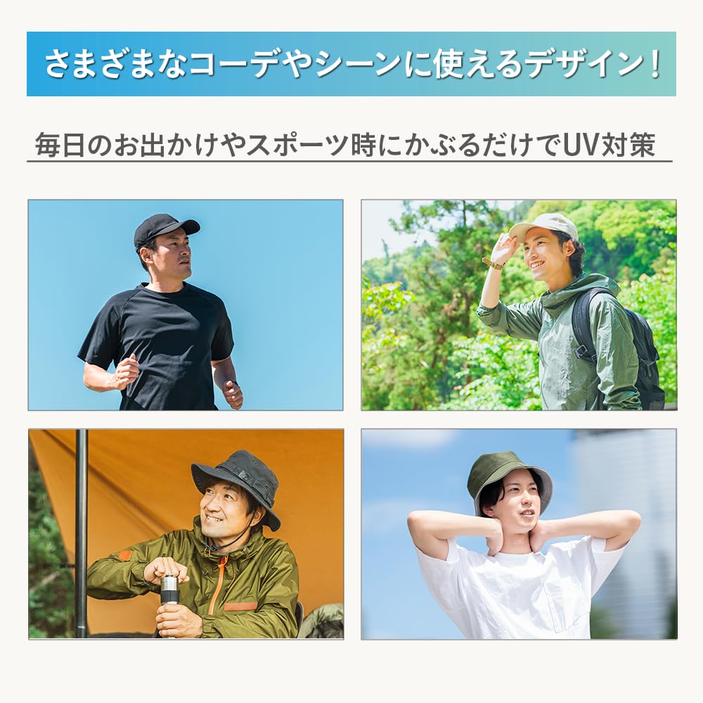 Beisia Sun Protection Hearest Lipwork Free Size Men's Heat-Shielding Hat, Black,