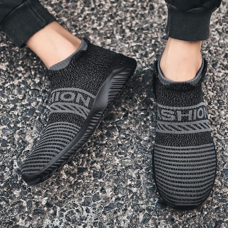 Fashion New large size men's fashion flying mesh casual shoes comfortable sports thick sole anti-slip wear-resistant couple sports shoes