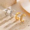 Trendy Retro Shiny Micro-inlay Zircon Geometric C-shaped No Ear Piercing Clip Earrings for Men Women Stainless Steel Jewelry