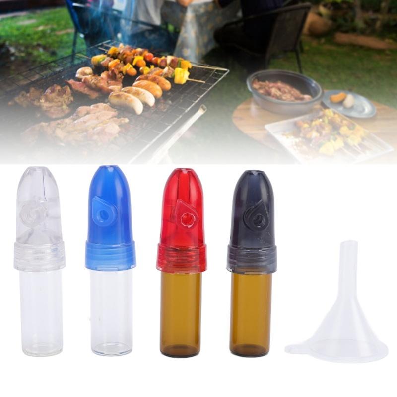 4PCS Portable Spices Dispenser With Knob Switch PP Refillable Mini Spices Storage Bottle Salt And Pepper Shaker With Funnel For