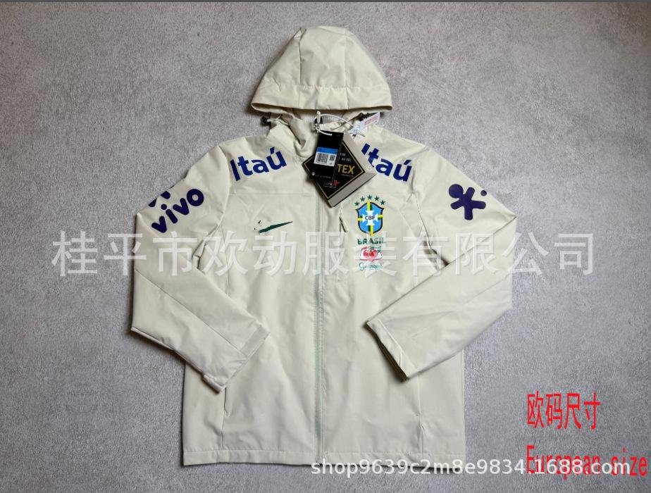 Cross-border Football Jersey Brazil Team Neymar Same Jacket Windproof and Waterproof Men's and Women's Thin Sports Winter Jacket