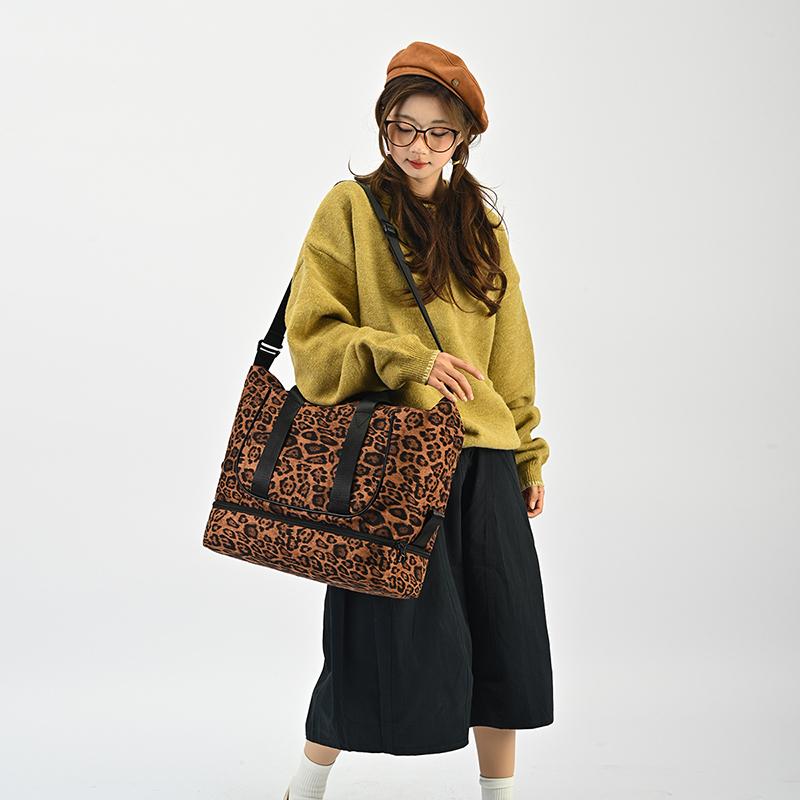 Leopard Print Large Capacity Travel Bag Women's Short-Distance Boarding Storage Bag Portable Luggage Bag