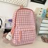 Small Fresh Girl Ins Wind Korean Junior High School Students Large Capacity Backpack Simple Middle School Students Plaid Backpack.