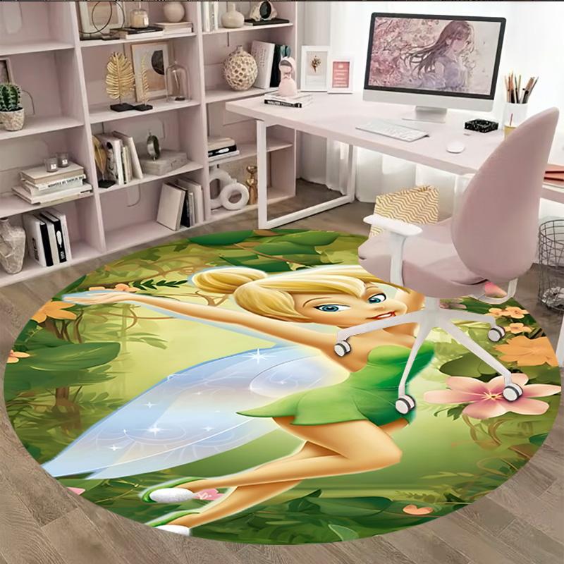 1pc T-Tinkerbell1 Carpet, Round Rug, Comfortable, Suitable for Entryways, Living Rooms, Office, And Bedrooms, Christmas Decoration