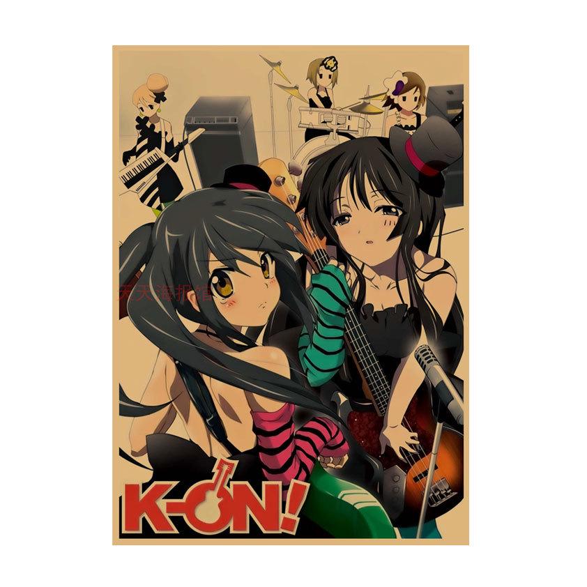 K-ON! Kraft Paper Anime Poster for Dorm, Bar, or Cafe Wall Décor.