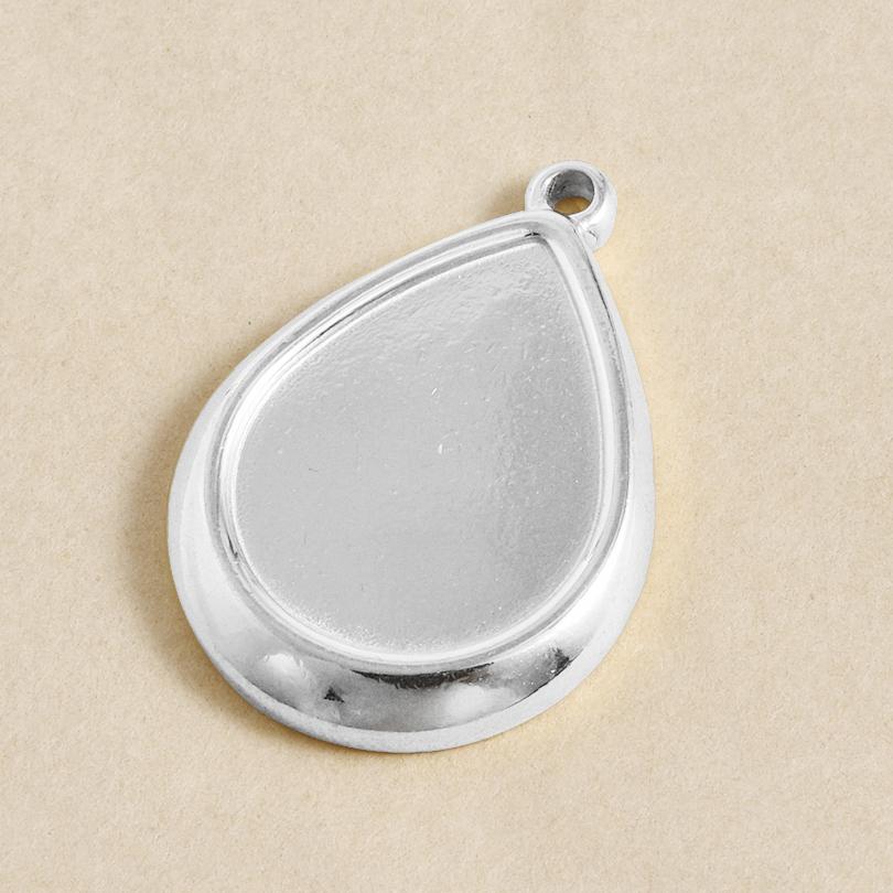 6pcs New Steel Color Cabochon Charm No Fade Oval Round Water Droplet Pendant Metal DIY Stainless Steel Charms For Jewelry Making