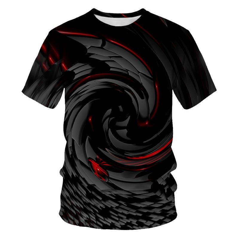 Summer Men's Fashion Fun Geometry Pattern 3D Printed T-shirt Loose Breathable Oversized Casual Sports Versatile Round Neck Short Sleeved T-shirt
