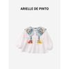 French Arielle De Pinto Girls' Spring and Autumn Shirts, Autumn Cartoon Doll Collared White Shirts for Girls