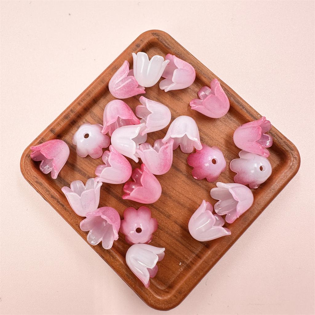 100Pcs Color Matching Flower DIY Jewelry Accessories Pendants Creative Bell Orchids Beads Acrylic Receptacle Fashion for Bracelet Earring Making