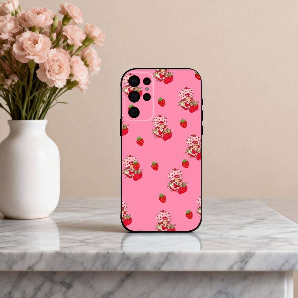 S-StrawberryS Vintage S-Shortcake  Phone Case For Samsung S25,24,23,22,30,21,10,9,Ultra,Plus,Lite,FE,4,5 G Soft Black Case