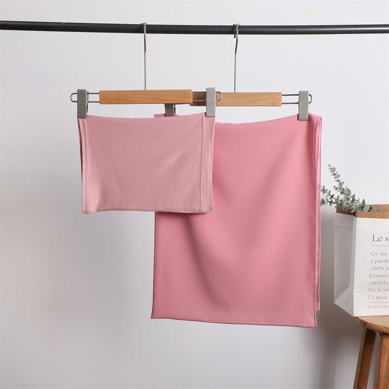 Instant Chiffon Hijab With Undercap Solid Color Basic Stretchy Pullover Headscarf Outdoor Thin Breathable Sunscreen Head Wrap